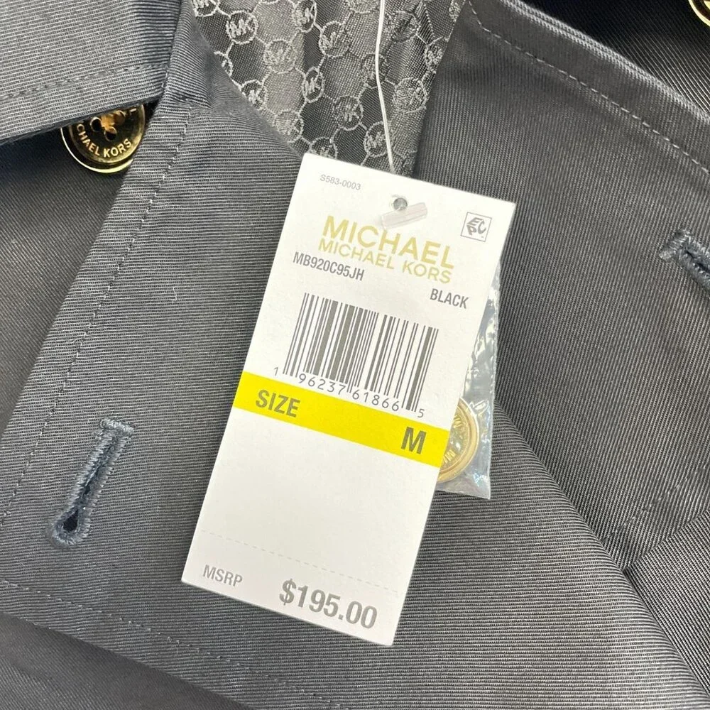 NEW Michael Kors Women's M Black Peacoat Jacket 100% Cotton - Picture 9 of 13